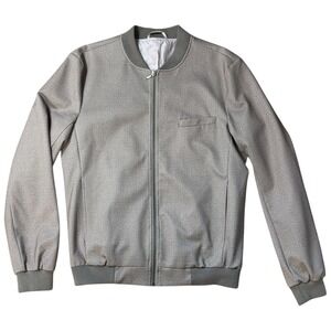 Topman Mens Gray Flight Textured Bomber Jacket Full Zip Pocket‎ Chest Size 40